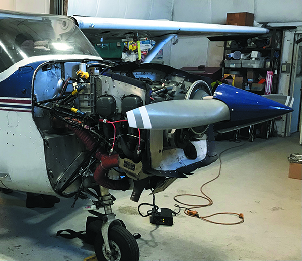 Cessna 172 engine bay with cowling removed